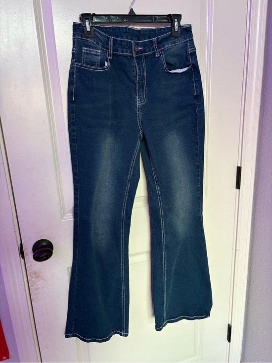 ROMWE Denim - ROMWE Women's Dark Blue Flare Jeans